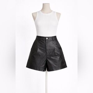 ZARA Black Faux Leather Shorts High Waist Tailored Chic Statement